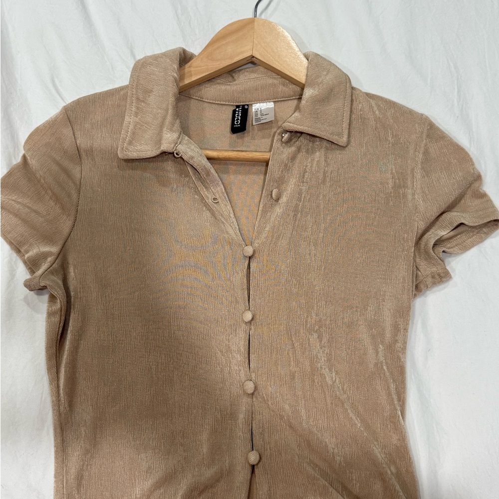 H&M Beige Button Down Casual Shirt
